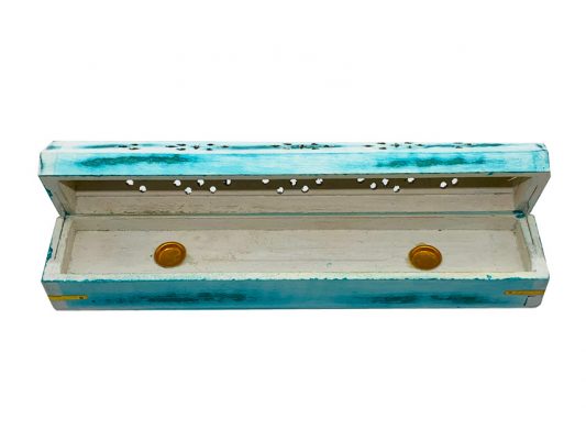 Green Whitewash Wooden Box Incense Burner