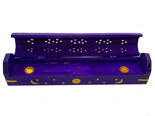Purple Celestial Wooden Box Incense Burner