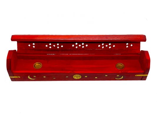 Red Celestial Wooden Box Incense Burner