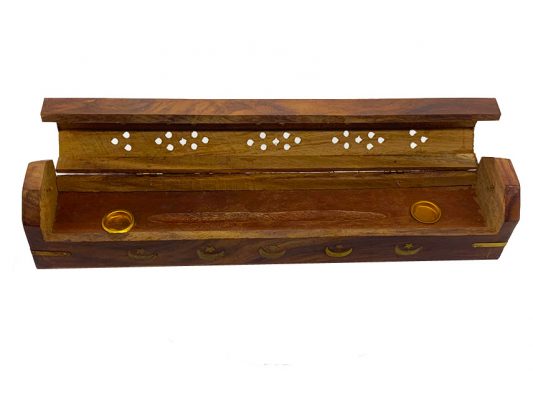 Star & Moon Wooden Box Incense Burner