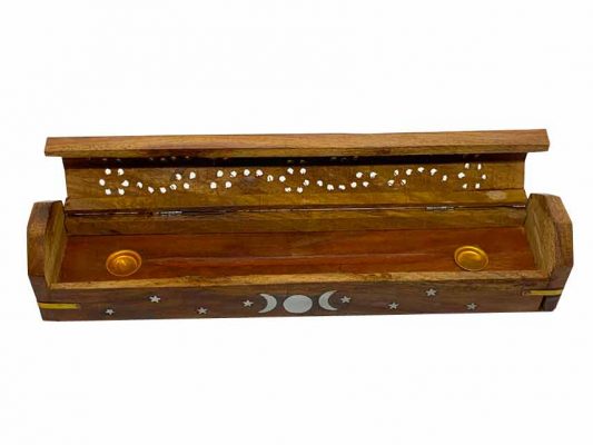 Triple Moon Wooden Box Incense Burner