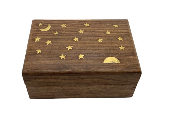 Brass Stars and Moon Inlay Wooden Box