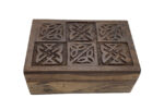 Hand Carved Celtic Knot Square Wooden Box
