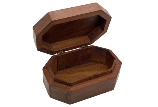 Hand Carved Octagon Flower Wooden Box Inside