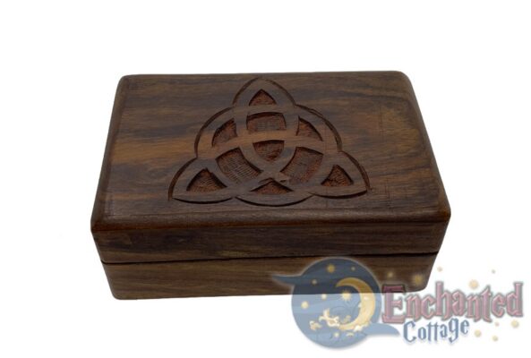 Triquetra Carved Wooden Box Plain 6"