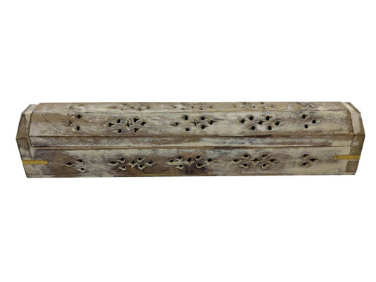 Brown White Wash Wooden Box Incense Burner