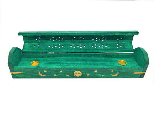Green Celestial Wooden Box Incense Burner
