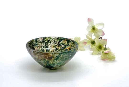 Moss Agate Offering Bowl