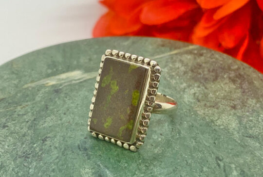 Epidote Ring in Sterling SIlver Size 6