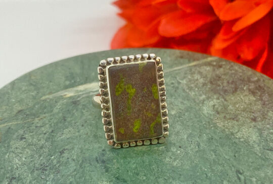 Epidote Ring in Sterling SIlver Size 6