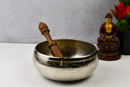 6.5" Silver White Tibetan Singing Bowl