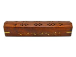 Wooden Incense Burner wit Inlay of Brass Vines