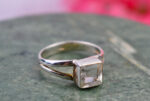 Clear Faceted Quartz Ring in Sterling Silver